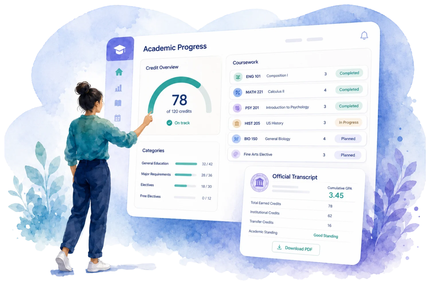 Student using DegreeSight academic progress platform