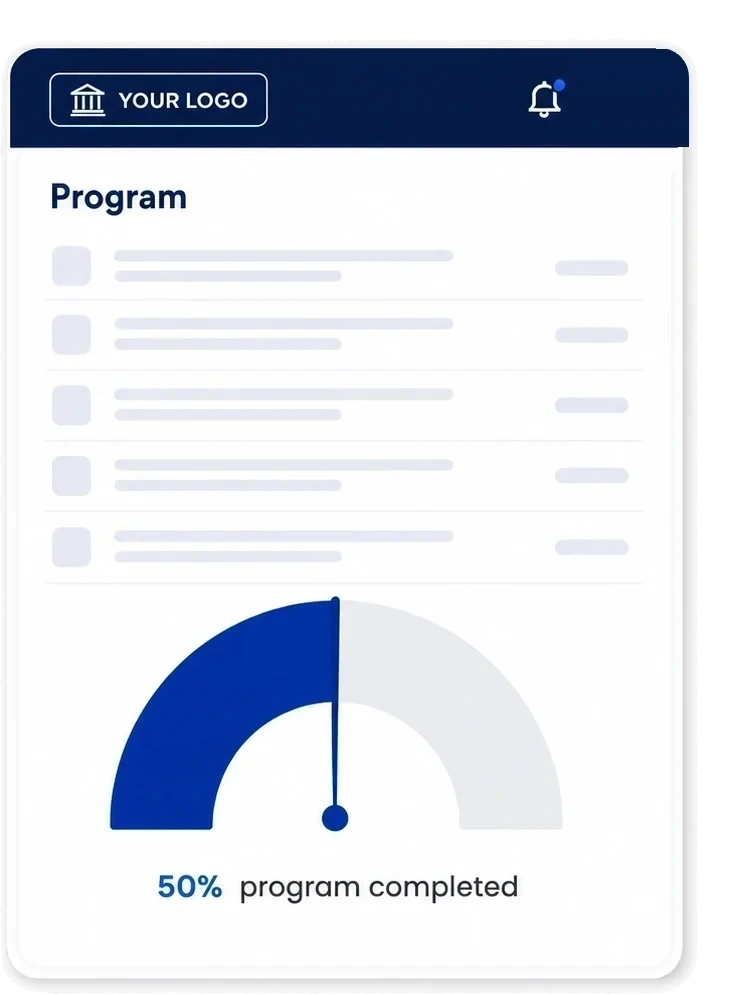 Insight showing 50% of the program completed
